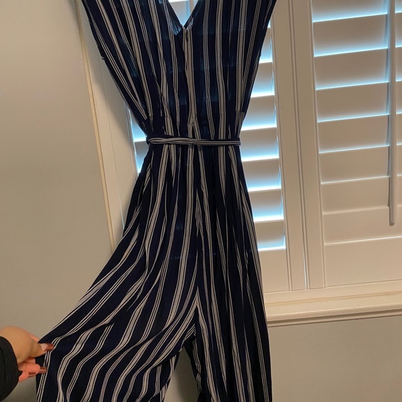 navy blue striped jumpsuit - Picture 3 of 4